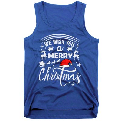 We Wish You A Merry Christmas Pajama Buffalo Santa Hat Cool Gift Tank Top