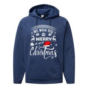 We Wish You A Merry Christmas Pajama Buffalo Santa Hat Cool Gift Performance Fleece Hoodie