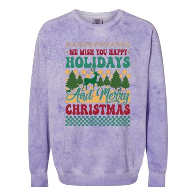 We Wish You Happy Holidays And Merry Christmas Ugly Sweater Funny Xmas Gift Colorblast Crewneck Sweatshirt