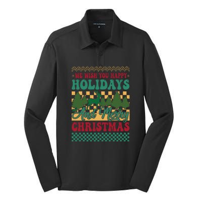 We Wish You Happy Holidays And Merry Christmas Ugly Sweater Funny Xmas Gift Silk Touch Performance Long Sleeve Polo