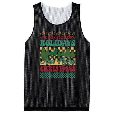 We Wish You Happy Holidays And Merry Christmas Ugly Sweater Funny Xmas Gift Mesh Reversible Basketball Jersey Tank