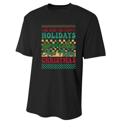 We Wish You Happy Holidays And Merry Christmas Ugly Sweater Funny Xmas Gift Performance Sprint T-Shirt