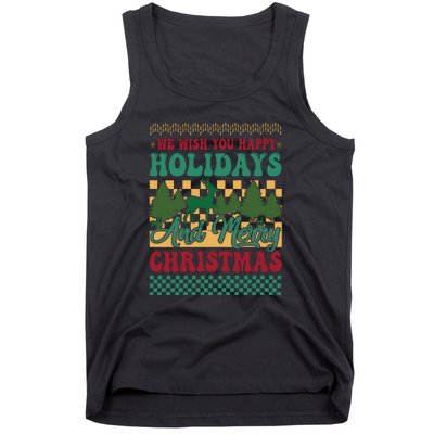 We Wish You Happy Holidays And Merry Christmas Ugly Sweater Funny Xmas Gift Tank Top