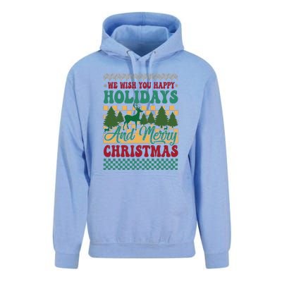 We Wish You Happy Holidays And Merry Christmas Ugly Sweater Funny Xmas Gift Unisex Surf Hoodie