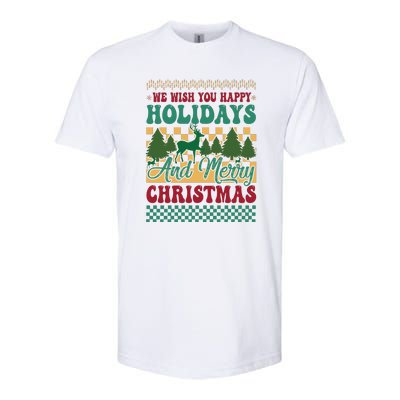 We Wish You Happy Holidays And Merry Christmas Ugly Sweater Funny Xmas Gift Softstyle CVC T-Shirt