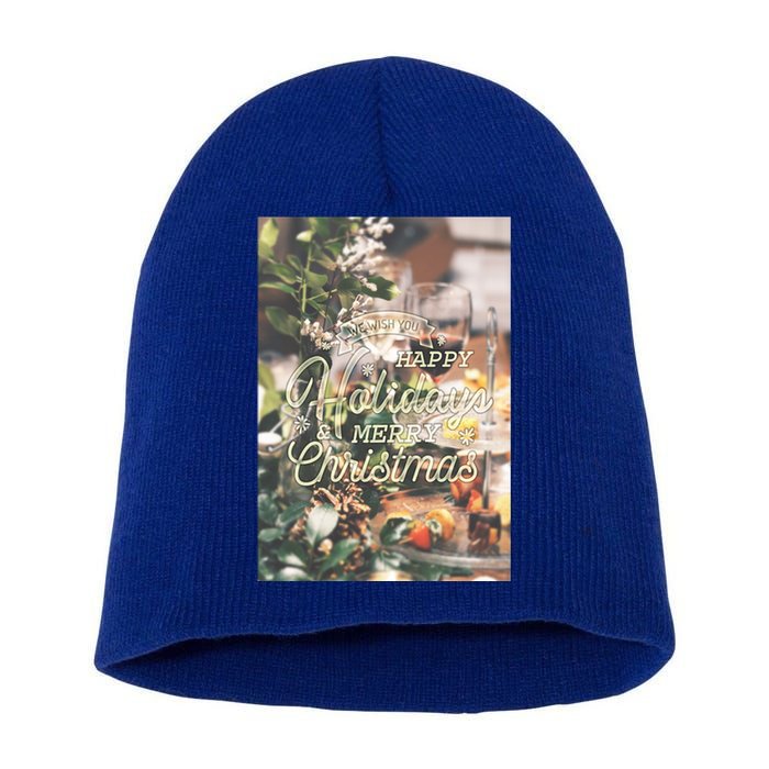 We Wish You Happy Holidays And Merry Christmas Luxury Stylish Great Gift Short Acrylic Beanie