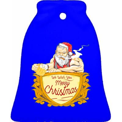 We Wish You Merry Christmas Costumes Santa Claus Art Great Gift Ceramic Bell Ornament