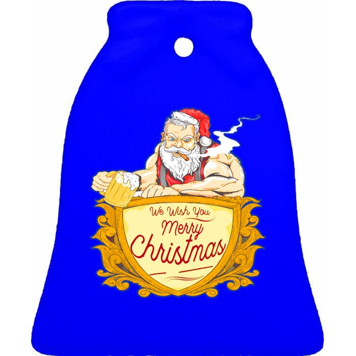 We Wish You Merry Christmas Costumes Santa Claus Art Great Gift Ceramic Bell Ornament