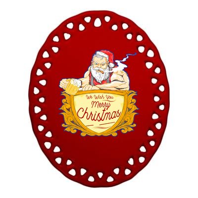 We Wish You Merry Christmas Costumes Santa Claus Art Great Gift Ceramic Oval Ornament