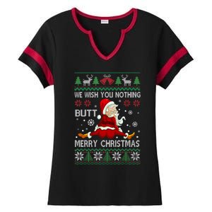 We Wish You Nothing But Merry Christmas Funny Santa Xmas Gift Ladies Halftime Notch Neck Tee