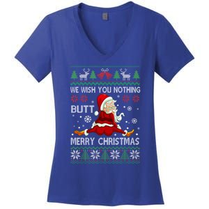 We Wish You Nothing But Merry Christmas Funny Santa Xmas Gift Women's V-Neck T-Shirt