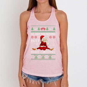 We Wish You Nothing But Merry Christmas Funny Santa Xmas Gift Women's Knotted Racerback Tank