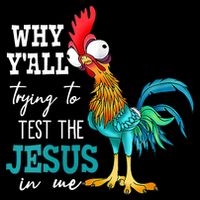 Women Why Y'all Trying To Test The Jesus In Me Funny Chicken Sustainable Bucket Hat