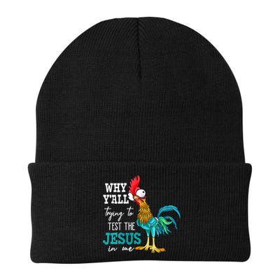 Women Why Y'all Trying To Test The Jesus In Me Funny Chicken Beanie