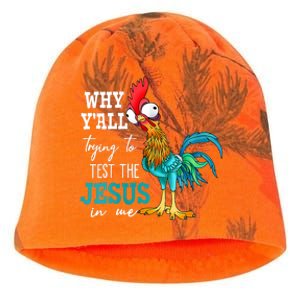 Women Why Y'all Trying To Test The Jesus In Me Funny Chicken Kati - Camo Knit Beanie