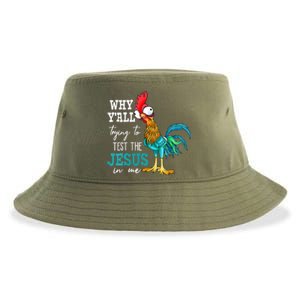 Women Why Y'all Trying To Test The Jesus In Me Funny Chicken Sustainable Bucket Hat