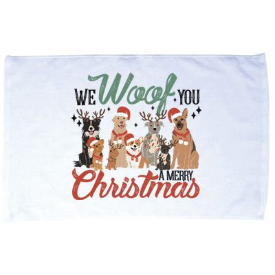 We Woof You A Merry Christmas Dog Xmas Microfiber Hand Towel