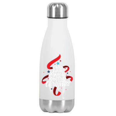 We Wish You A Merry Christmas Xmas Tree Holiday Funny Gift Stainless Steel Insulated Water Bottle