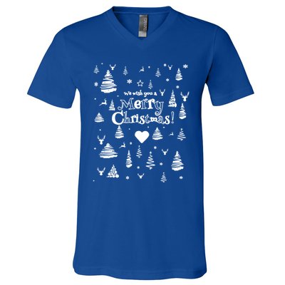 We Wish You A Merry Xmas Eve Pattern Gift Idea Gift V-Neck T-Shirt