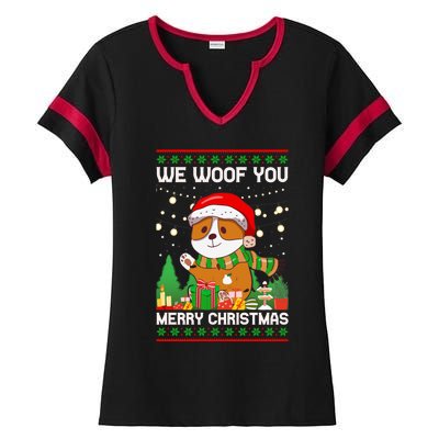 We Woof You A Merry Christmas Gift Ladies Halftime Notch Neck Tee