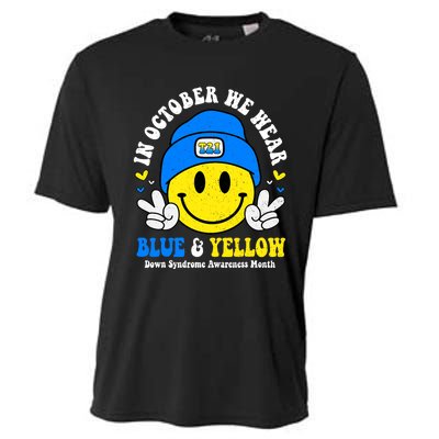 We Wear Yellow Blue Smile Face For Down Syndrome Awareness Cooling Performance Crew T-Shirt