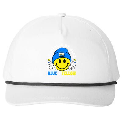 We Wear Yellow Blue Smile Face For Down Syndrome Awareness Snapback Five-Panel Rope Hat