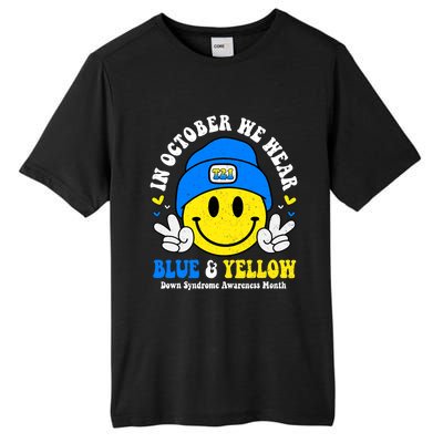 We Wear Yellow Blue Smile Face For Down Syndrome Awareness Tall Fusion ChromaSoft Performance T-Shirt