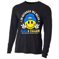 We Wear Yellow Blue Smile Face For Down Syndrome Awareness Cooling Performance Long Sleeve Crew