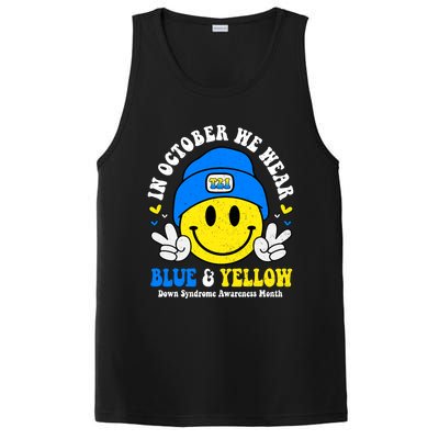 We Wear Yellow Blue Smile Face For Down Syndrome Awareness PosiCharge Competitor Tank