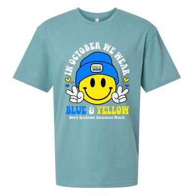 We Wear Yellow Blue Smile Face For Down Syndrome Awareness Sueded Cloud Jersey T-Shirt