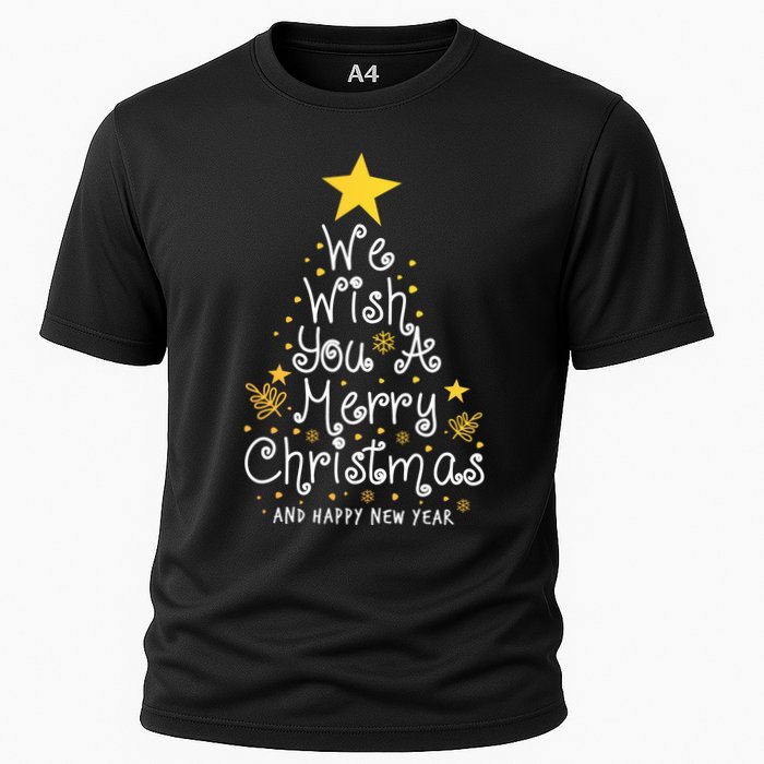 We Wish You A Merry Christmas And Happy New Year Star Tree Cooling Performance Crew T-Shirt