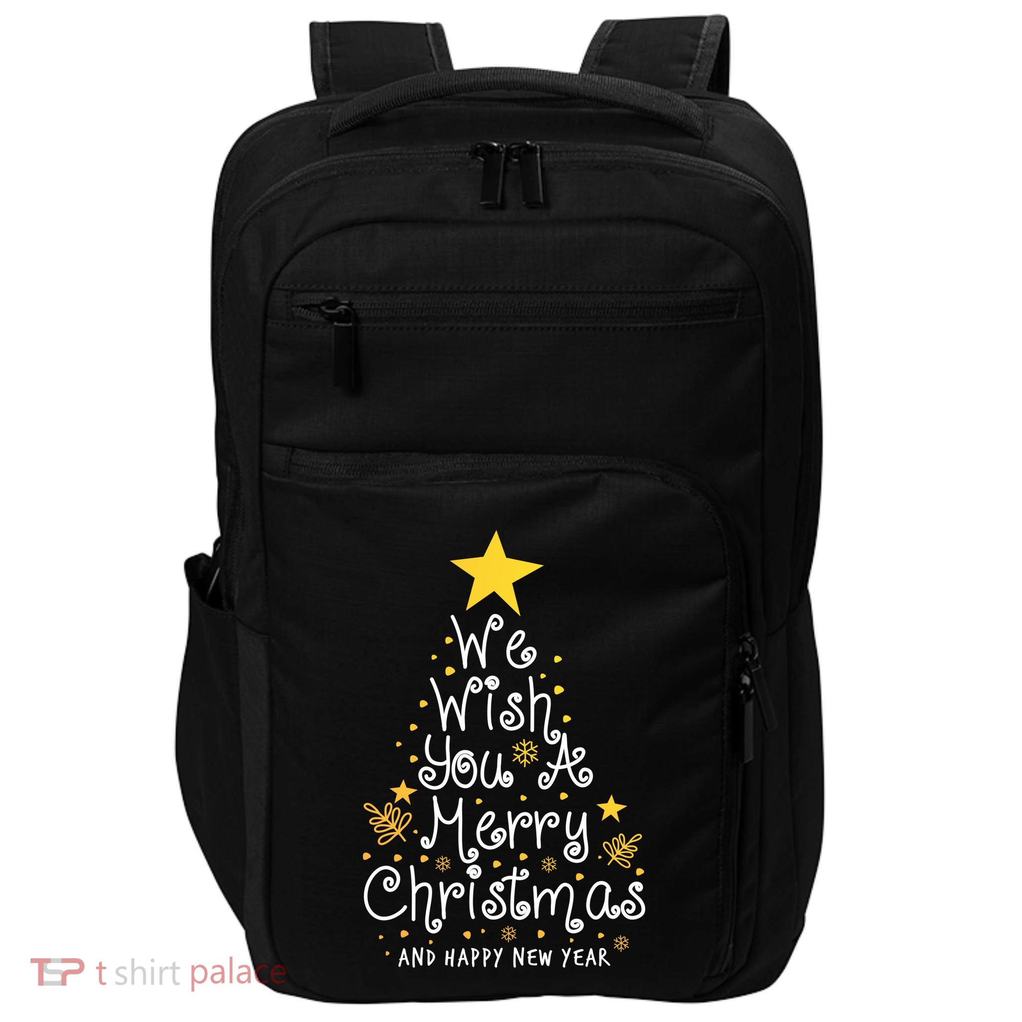 We Wish You A Merry Christmas And Happy New Year Star Tree Impact Tech Backpack