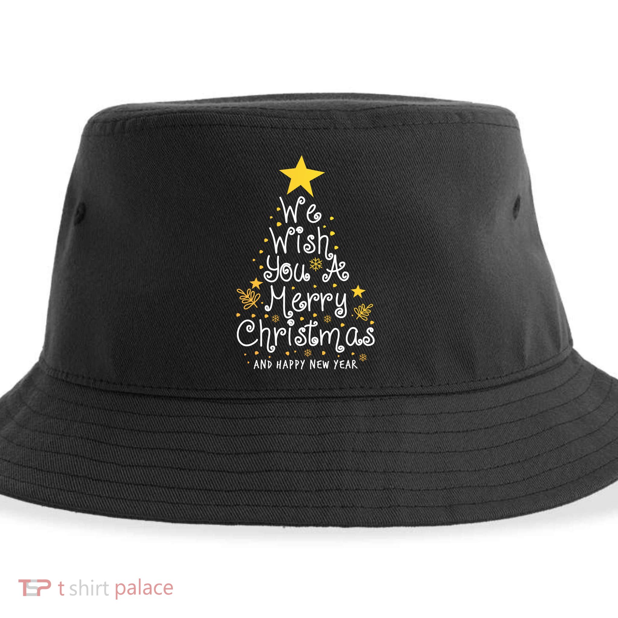 We Wish You A Merry Christmas And Happy New Year Star Tree Sustainable Bucket Hat
