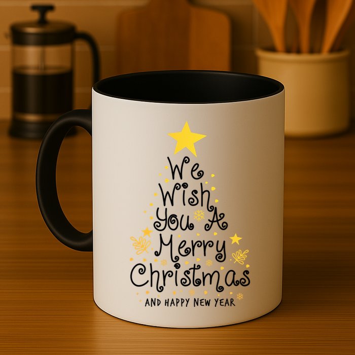 We Wish You A Merry Christmas And Happy New Year Star Tree Mug