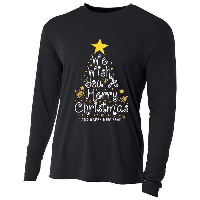 We Wish You A Merry Christmas And Happy New Year Star Tree Cooling Performance Long Sleeve Crew