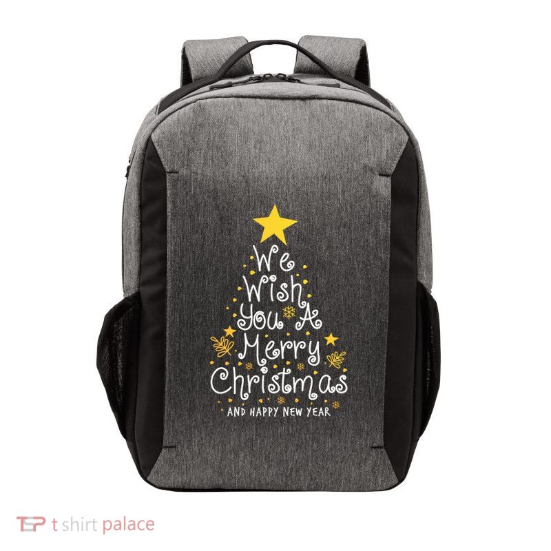 We Wish You A Merry Christmas And Happy New Year Star Tree Vector Backpack