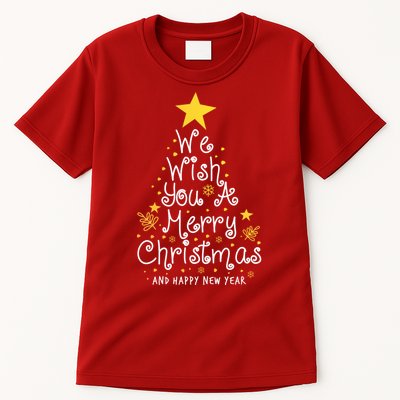 We Wish You A Merry Christmas And Happy New Year Star Tree Tall T-Shirt