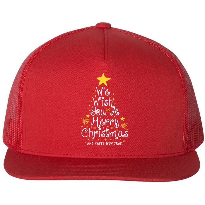 We Wish You A Merry Christmas And Happy New Year Star Tree Flatbill Hat