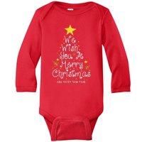 We Wish You A Merry Christmas And Happy New Year Star Tree Baby Long Sleeve Bodysuit