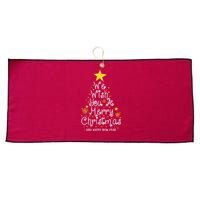 We Wish You A Merry Christmas And Happy New Year Star Tree Large Microfiber Waffle Golf Towel