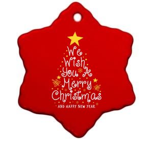 We Wish You A Merry Christmas And Happy New Year Star Tree Ceramic Star Ornament