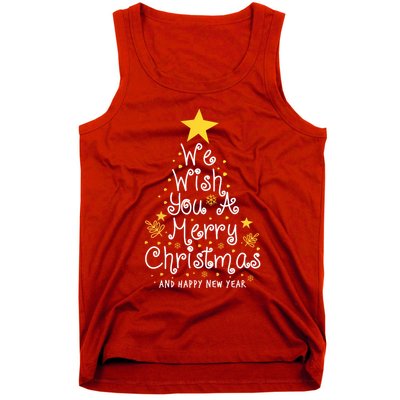 We Wish You A Merry Christmas And Happy New Year Star Tree Tank Top