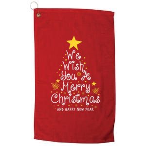 We Wish You A Merry Christmas And Happy New Year Star Tree Platinum Collection Golf Towel