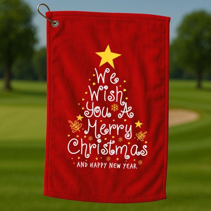 We Wish You A Merry Christmas And Happy New Year Star Tree Golf Towel