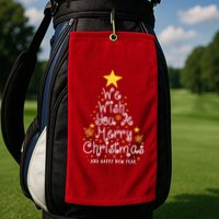 We Wish You A Merry Christmas And Happy New Year Star Tree Golf Towel