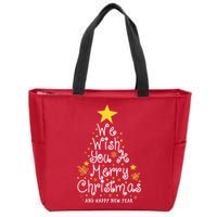 We Wish You A Merry Christmas And Happy New Year Star Tree Zip Tote Bag