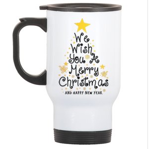 We Wish You A Merry Christmas And Happy New Year Star Tree Stainless Steel Travel Mug