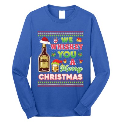 We Whiskey You A Merry Christmas Wish Pajama Ing Santa Gift Long Sleeve Shirt