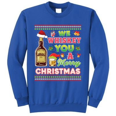 We Whiskey You A Merry Christmas Wish Pajama Ing Santa Gift Sweatshirt