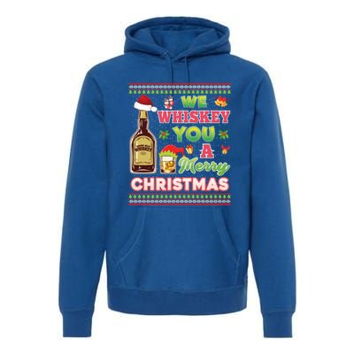 We Whiskey You A Merry Christmas Wish Pajama Ing Santa Gift Premium Hoodie